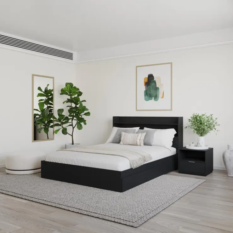 Nexera Full Bedroom Set with Storage (54") - 3pcs - Black Clearance