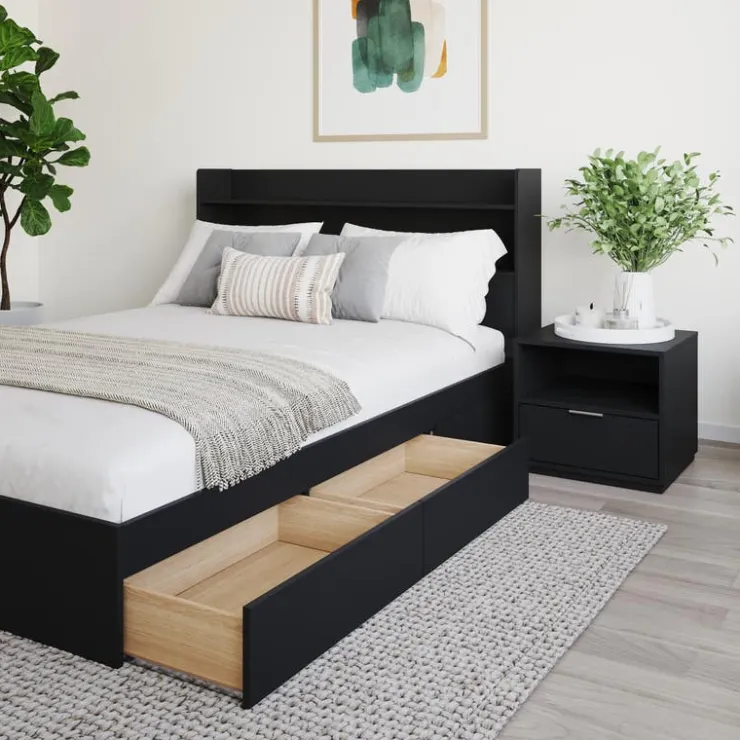 Nexera Full Bedroom Set with Storage (54") - 3pcs - Black Clearance