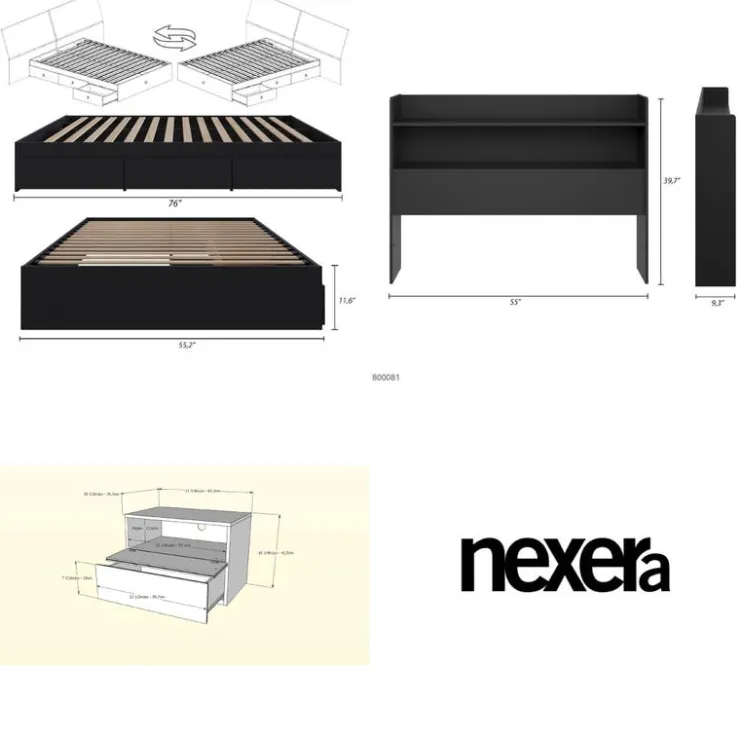 Nexera Full Bedroom Set with Storage (54") - 3pcs - Black Best