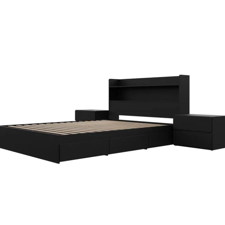 Nexera Full Bedroom Set with Storage (54") - 4pcs - Black Hot