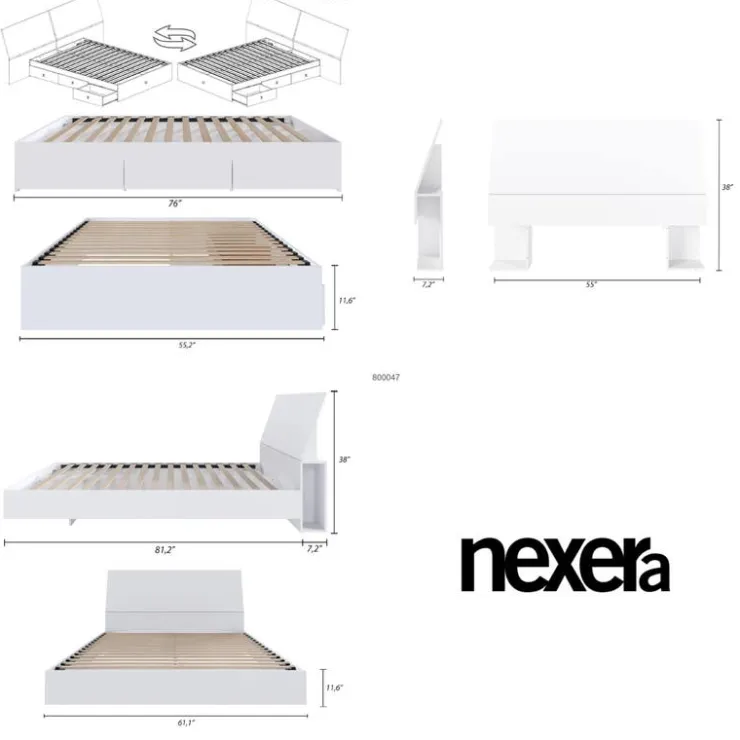 Nexera Full Bedroom Set with Storage (54") - 3pcs - White Online