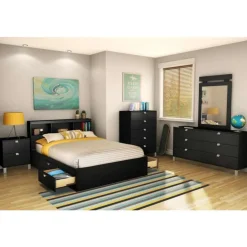 Meubles South Shore Full Bookcase Headboard (54'') - South Shore PURE BLACK Outlet