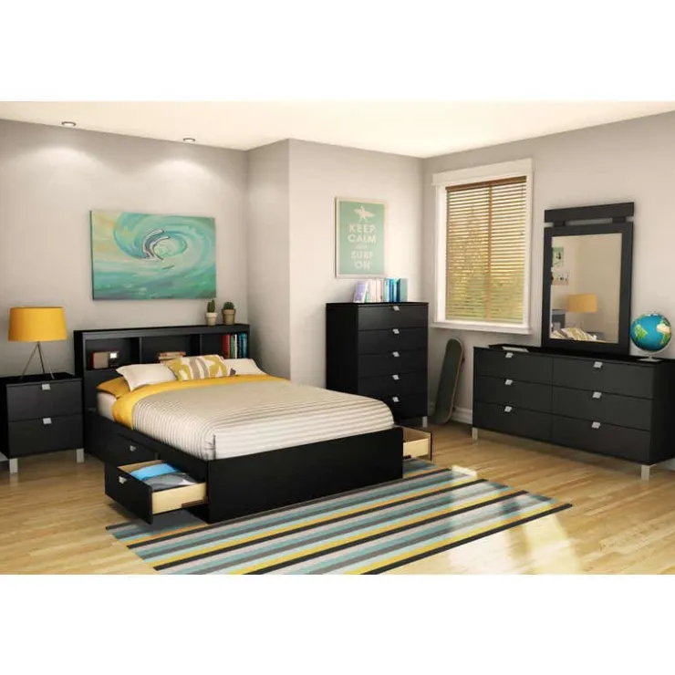 Meubles South Shore Full Bookcase Headboard (54'') - South Shore PURE BLACK Outlet