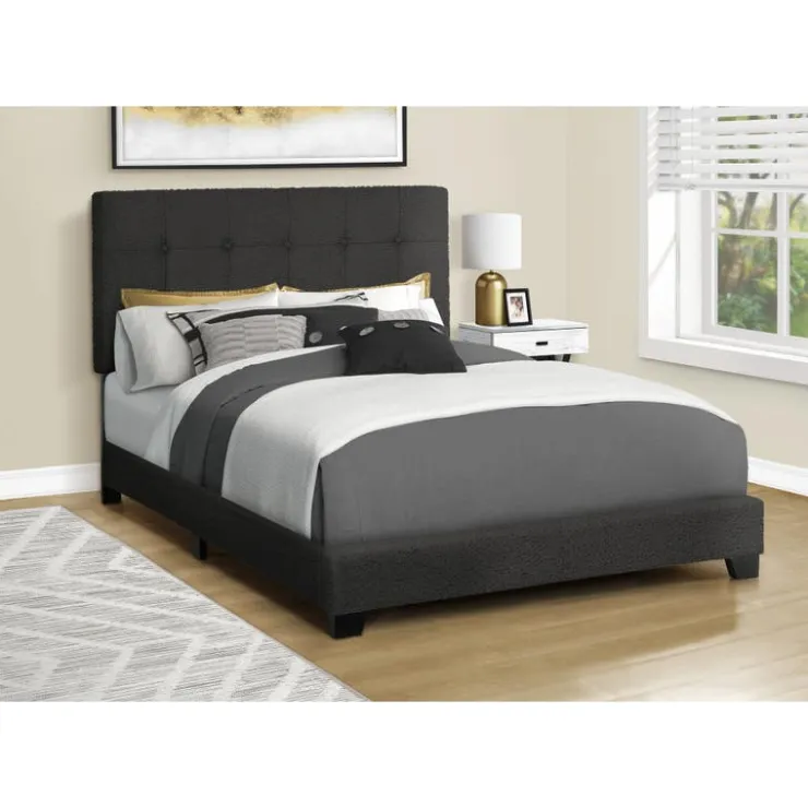 Monarch Full Fabric Bed with Headboard (54") - Black Sale