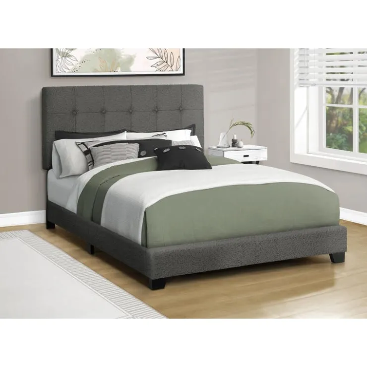Monarch Full Fabric Bed with Headboard (54") - Dark Grey Best