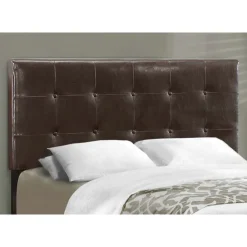 Monarch Full Leather-Look with Headboard (54") - Brown