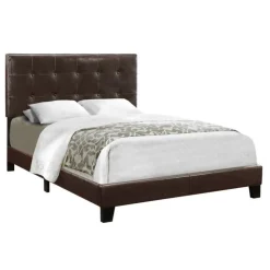 Monarch Full Leather-Look with Headboard (54") - Brown