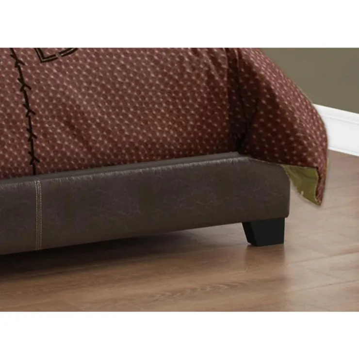 Monarch Full Leather-Look with Headboard (54") - Brown Hot