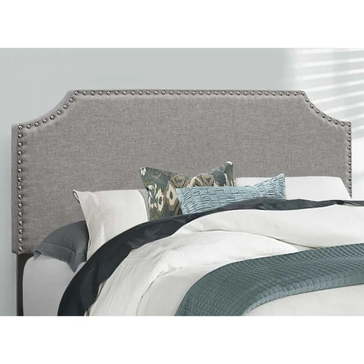 Monarch Full Linen Bed with Headboard (54") - Grey Discount