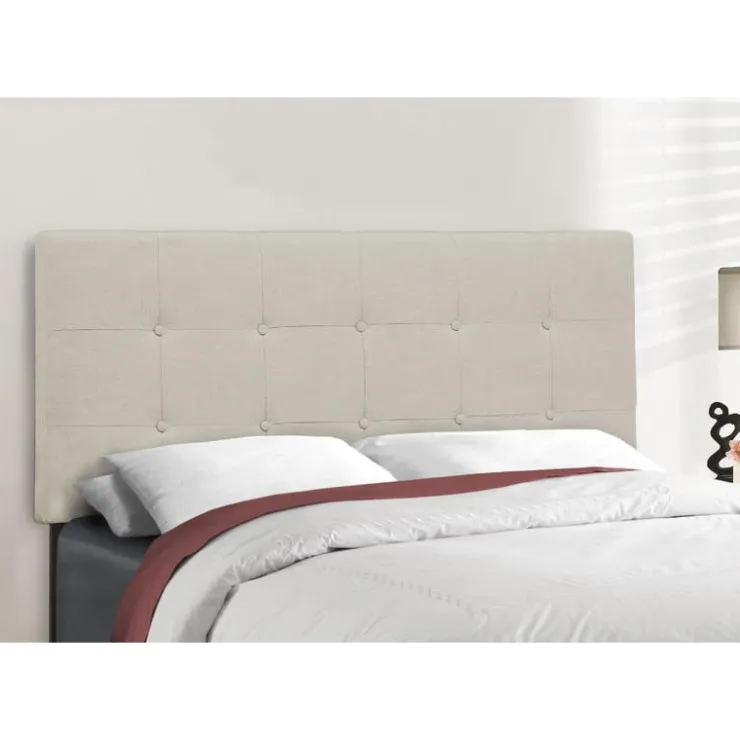 Monarch Full Linen Bed with Headboard (54") - Beige Discount