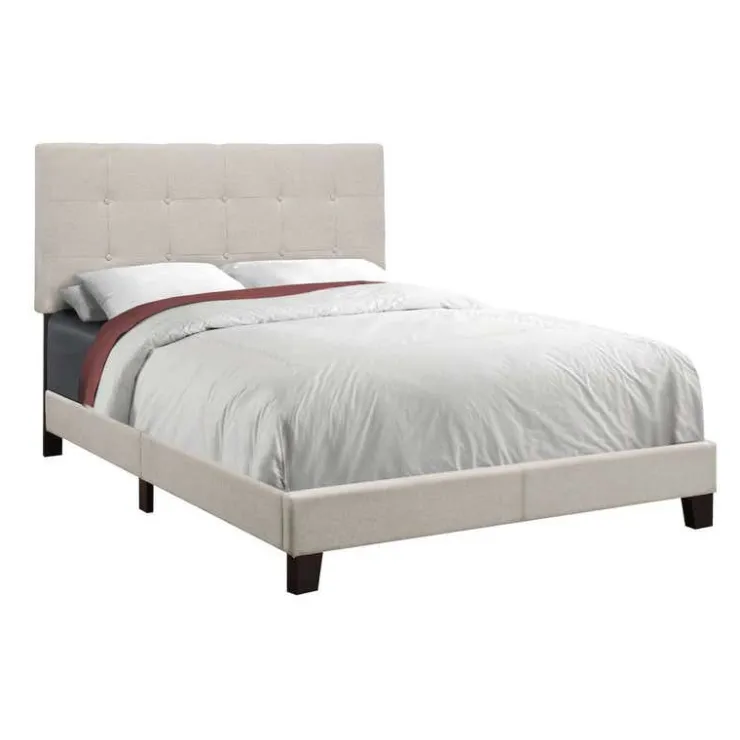Monarch Full Linen Bed with Headboard (54") - Beige Discount