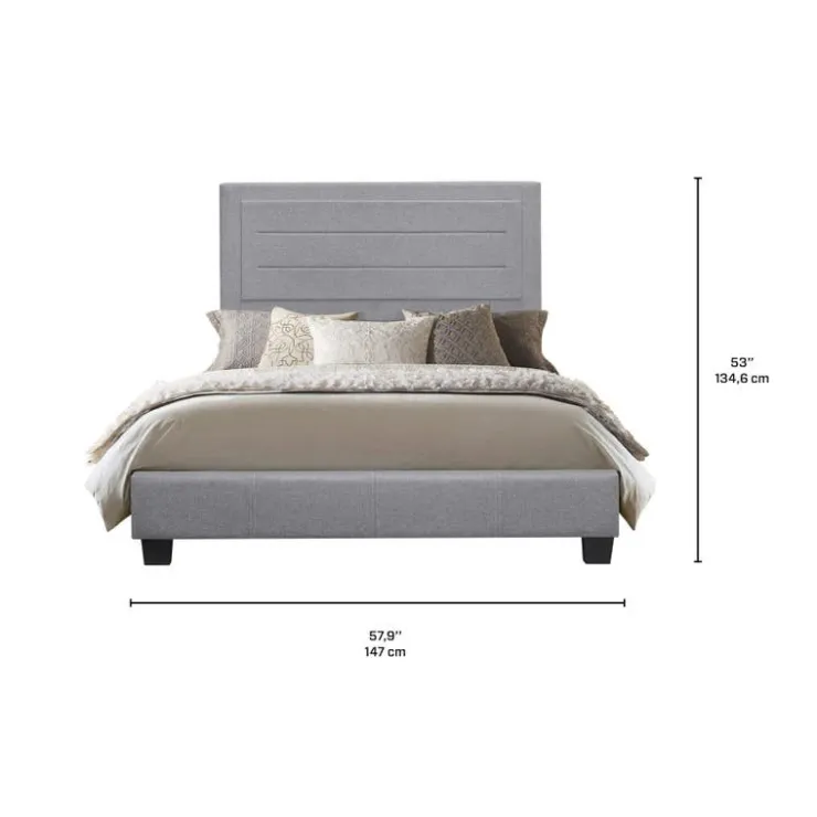Full Linen Bed with Headboard (54") Grey Outlet