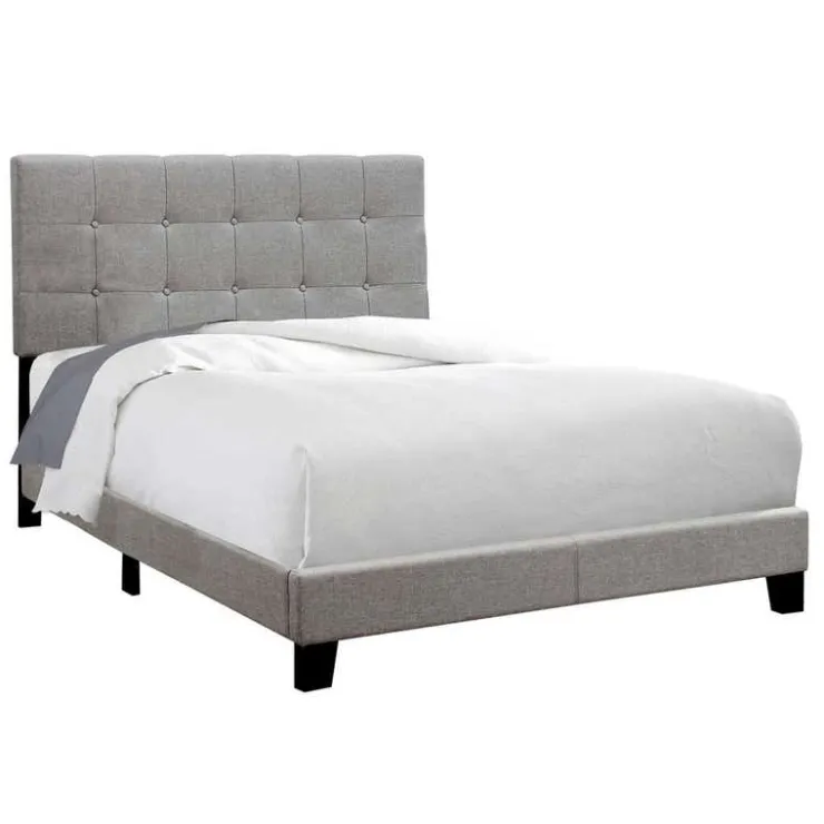Monarch Full Linen Bed with Headboard (54") - GREY Discount