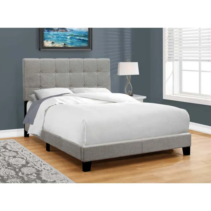 Monarch Full Linen Bed with Headboard (54") - GREY Discount
