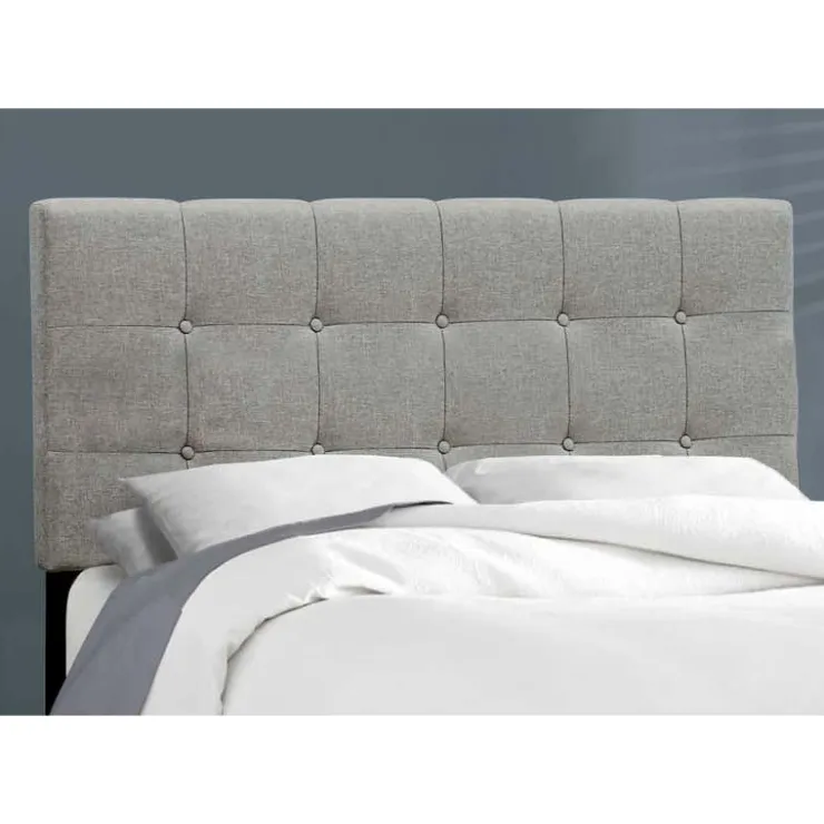 Monarch Full Linen Bed with Headboard (54") - GREY Discount
