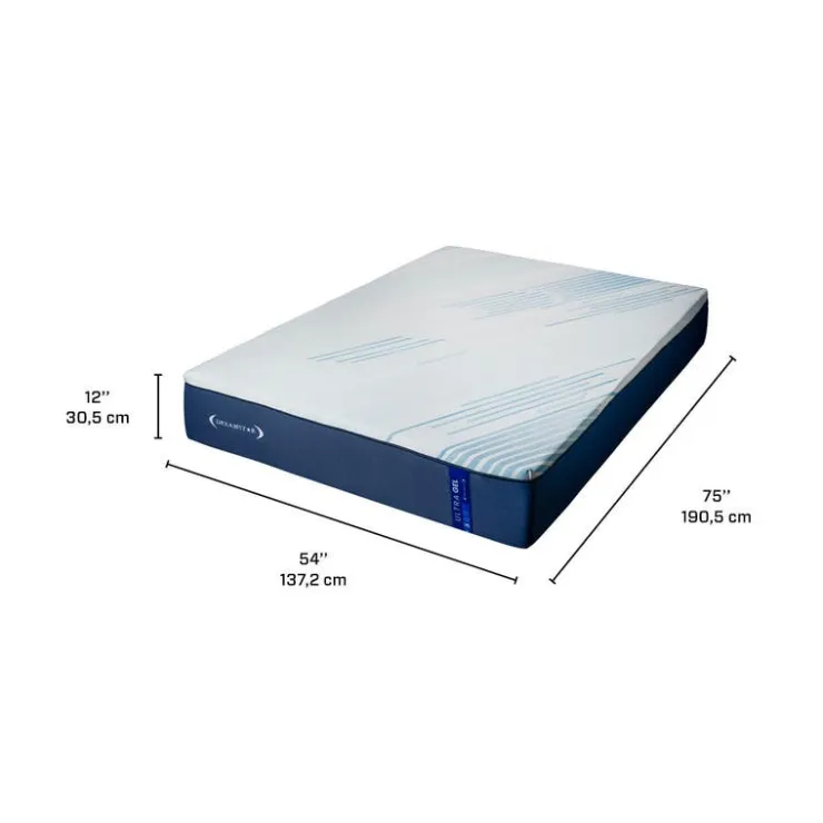 Dreamstar Full Medium-Firm Memory Foam Mattress-in-a-Box - 54" Smooth Top Blue/White Outlet