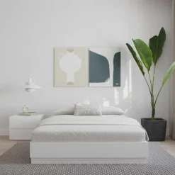 Nexera Full Platform Bed (54") - White wood grain Online