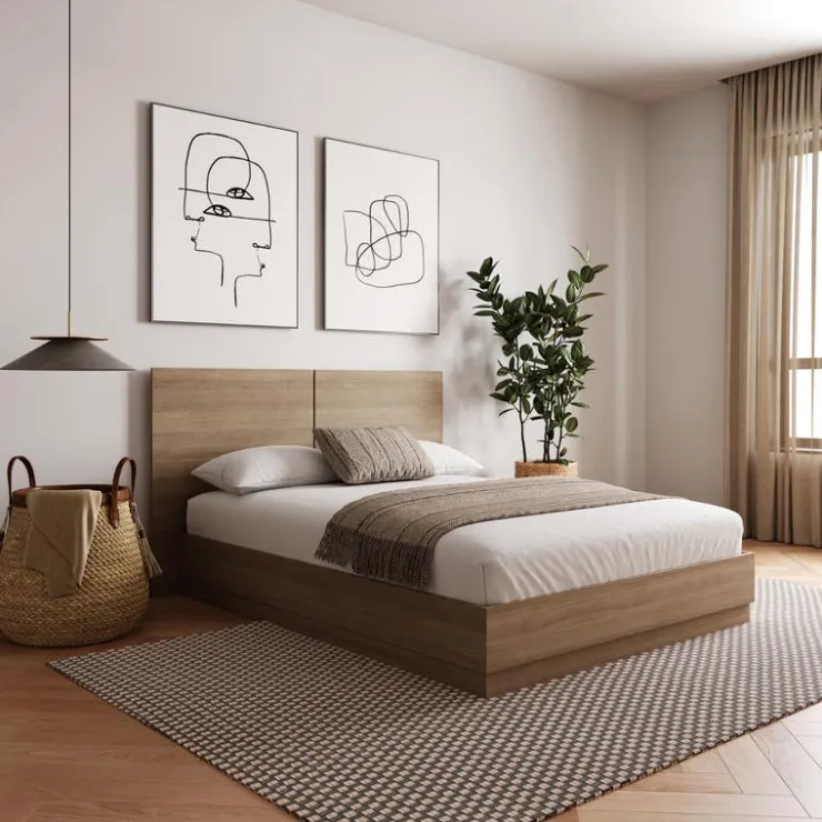 Nexera Full Platform Bed (54") - Brown Oak