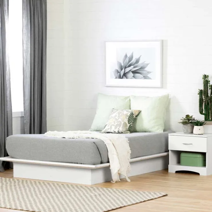 Meubles South Shore Full Platform Bed (54'') - South Shore PURE WHITE New