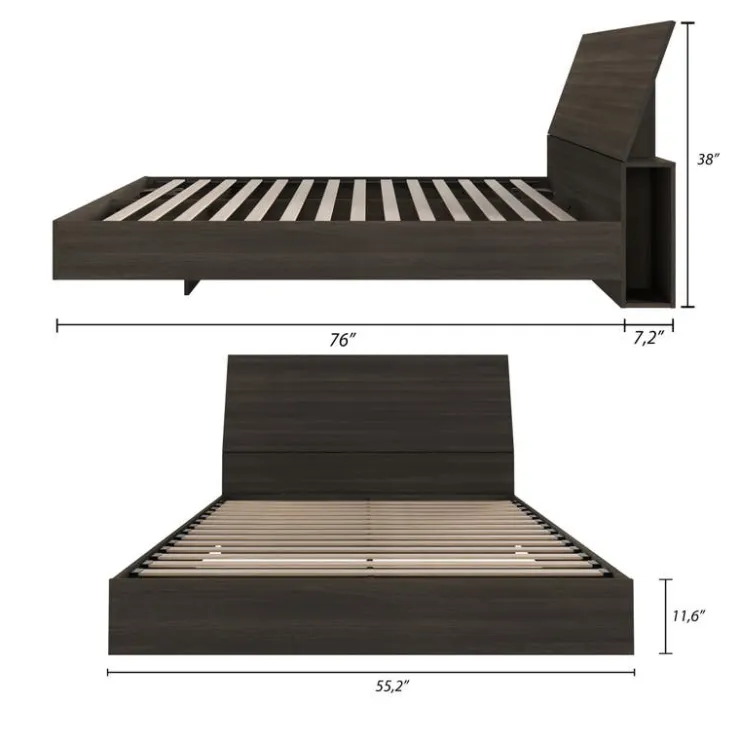 Nexera Full Platform Bed and Headboard (54") - Dark Grey