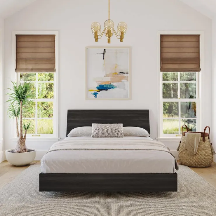 Nexera Full Platform Bed and Headboard (54") - Dark Grey