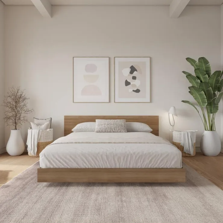 Nexera Full Platform Bed with Headboard (54") - Brown oak Sale