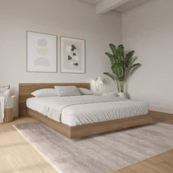 Nexera Full Platform Bed with Headboard (54") - Brown oak Sale