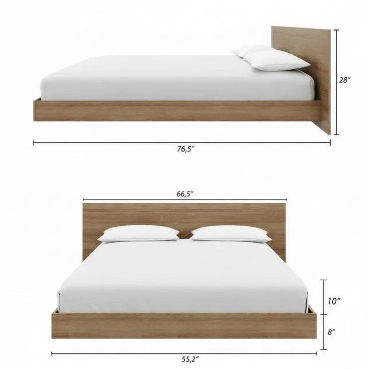 Nexera Full Platform Bed with Headboard (54") - Brown oak Sale