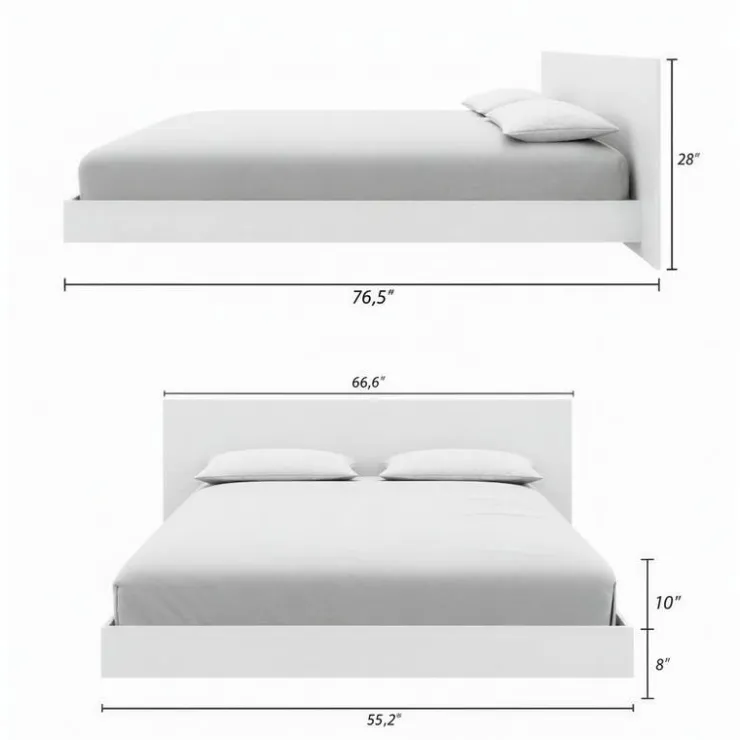 Nexera Full Platform Bed with Headboard (54") - White wood grain Sale