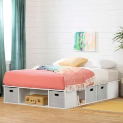 Meubles South Shore Full Storage Bed with Baskets (54") - South Shore White Clearance