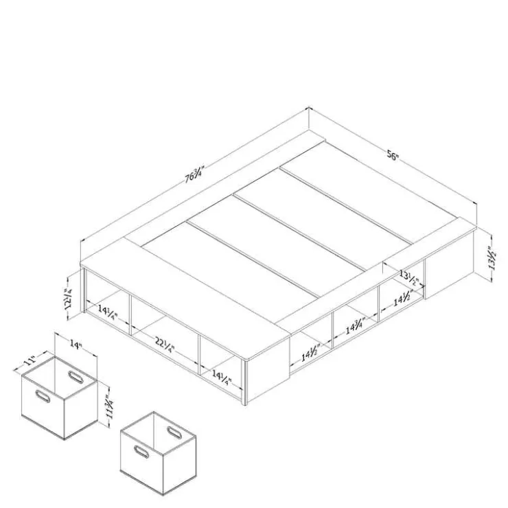 Meubles South Shore Full Storage Bed with Baskets (54") - South Shore Outlet