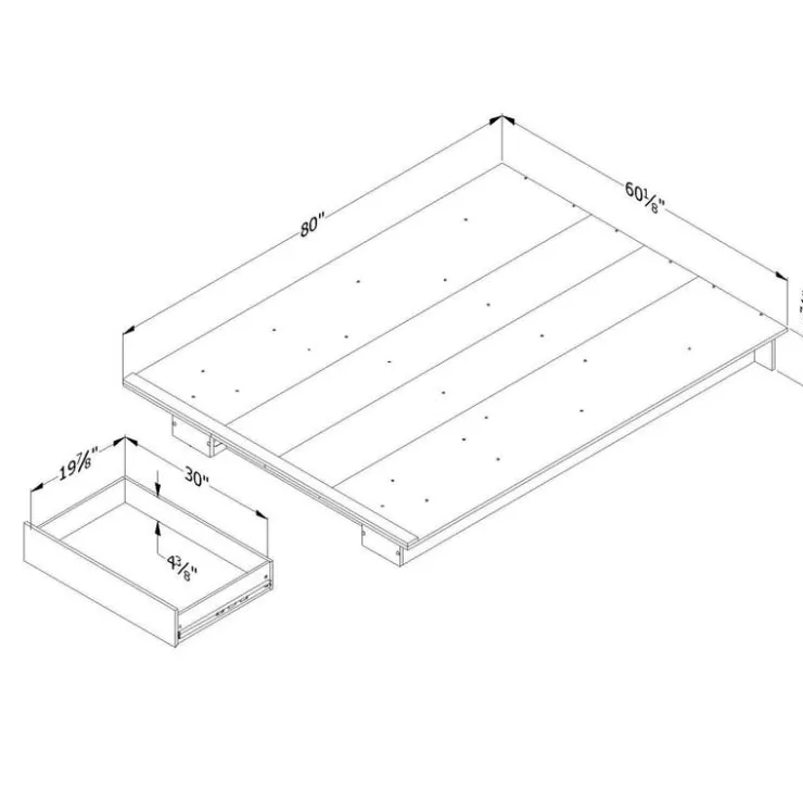 Meubles South Shore Full/Queen Bed with 1-Drawer Storage (54"/60") - South Shore PURE WHITE New