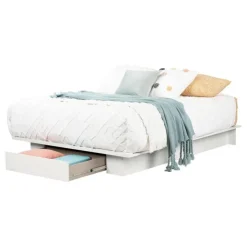 Meubles South Shore Full/Queen Bed with 1-Drawer Storage (54"/60") - South Shore PURE WHITE New