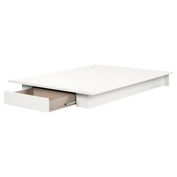 Meubles South Shore Full/Queen Bed with 1-Drawer Storage (54"/60") - South Shore PURE WHITE New