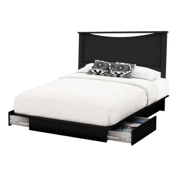 Meubles South Shore Full/Queen Bed with Headboard (54"/60") - South Shore Black Discount