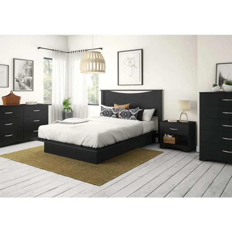 Meubles South Shore Full/Queen Bed with Headboard (54"/60") - South Shore Black Discount