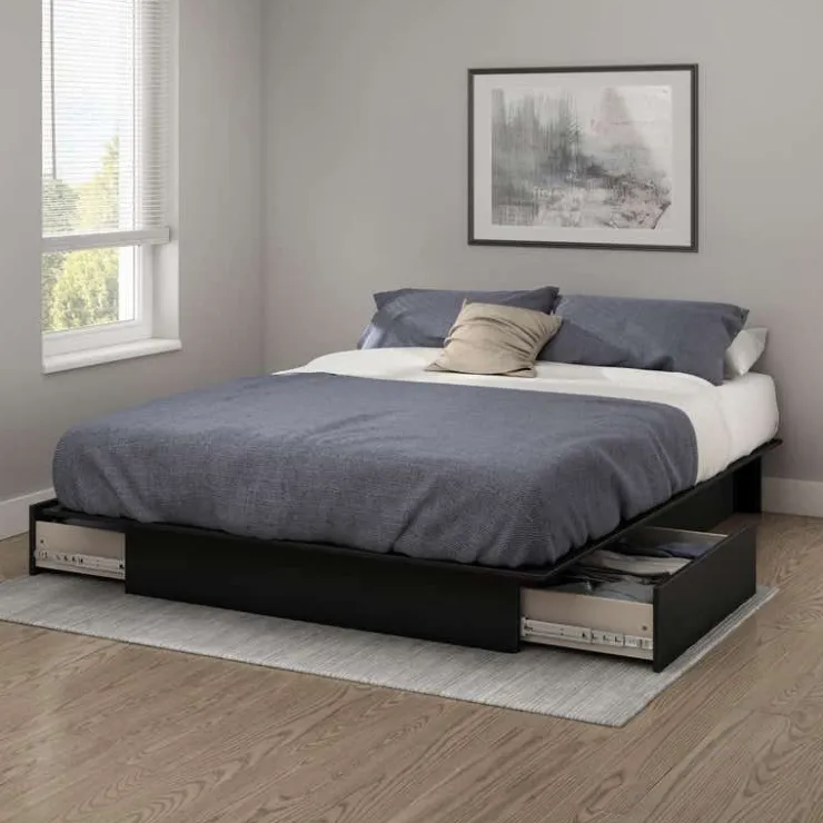 Meubles South Shore Full/Queen Platform Bed (54"/60'') - South Shore PURE BLACK Online