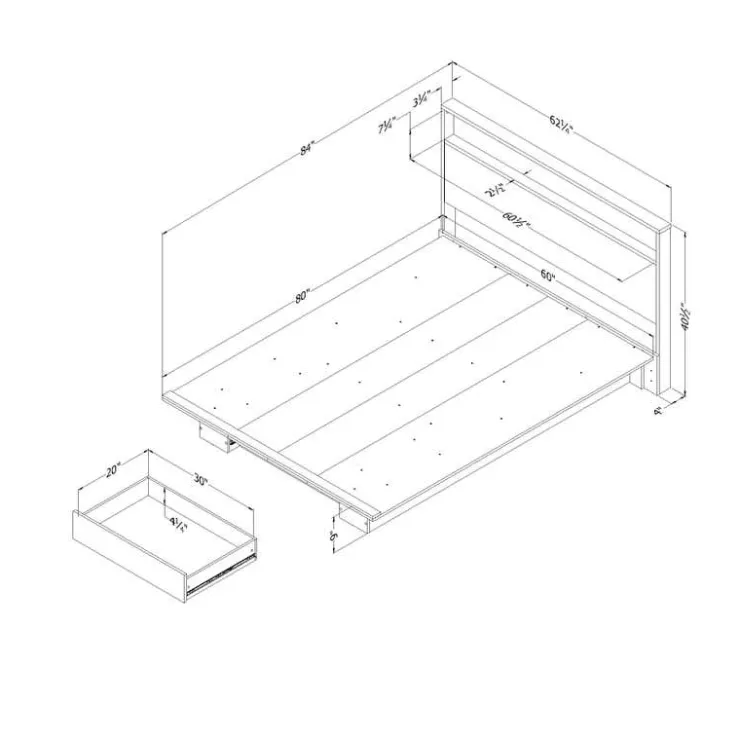 Meubles South Shore Full/Queen Platform Bed with Headboard (54"/60") - South Shore Black Outlet