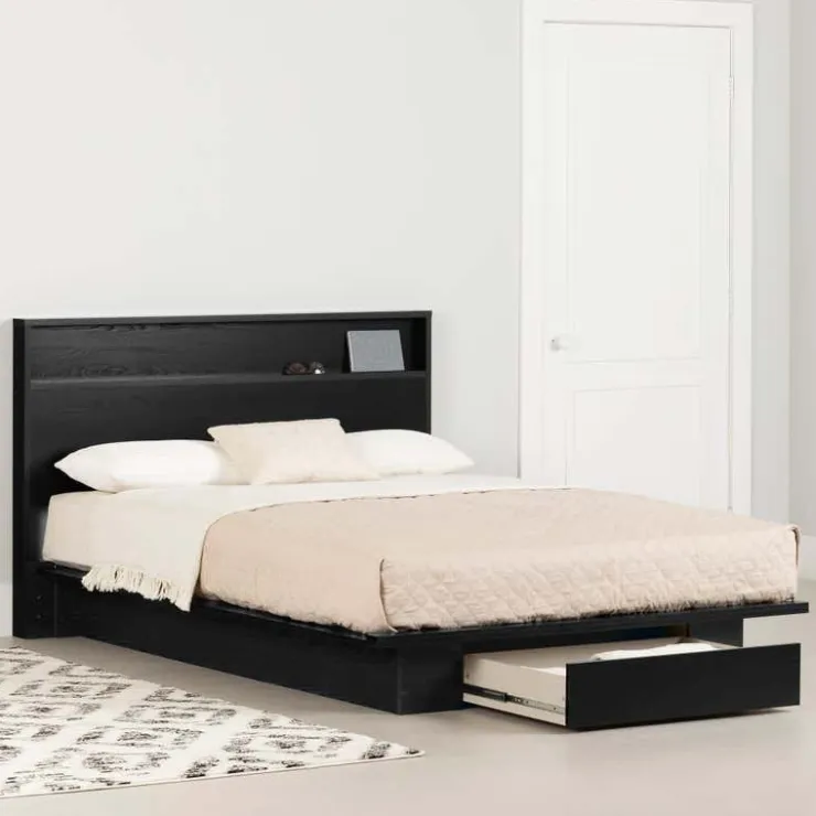 Meubles South Shore Full/Queen Platform Bed with Headboard (54"/60") - South Shore Black Outlet