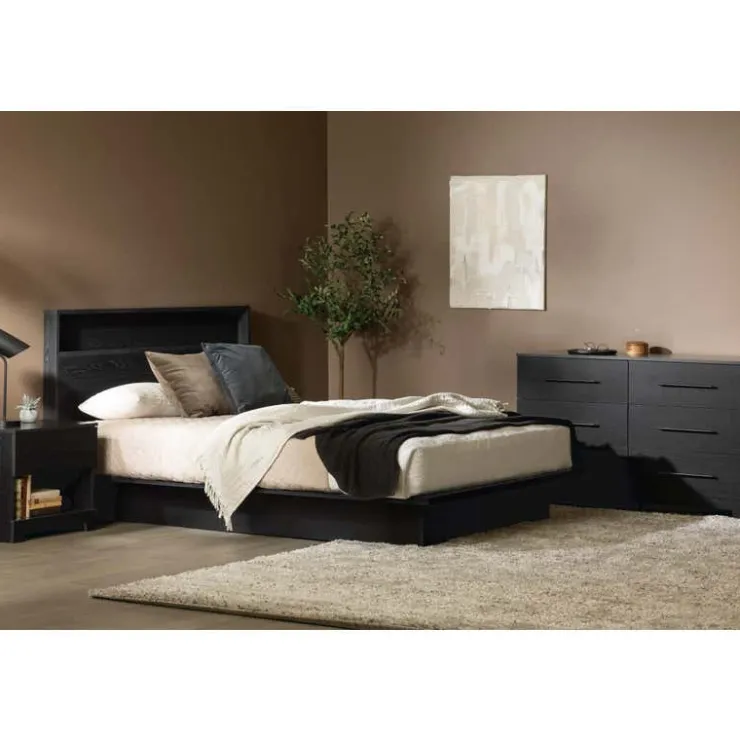 Meubles South Shore Full/Queen Platform Bed with Headboard (54"/60") - South Shore Black Outlet