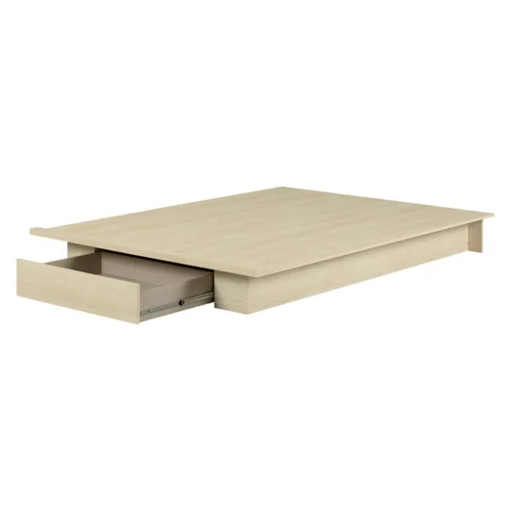 Meubles South Shore Full/Queen Platform Bed with 1-Drawer Storage (54"/60") - South Shore Bleached Oak Hot