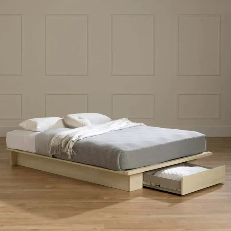 Meubles South Shore Full/Queen Platform Bed with 1-Drawer Storage (54"/60") - South Shore Bleached Oak Hot
