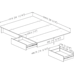 Meubles South Shore Full/Queen Platform Bed with 2-Drawer Storage (54/60'') - South Shore GRAY OAK