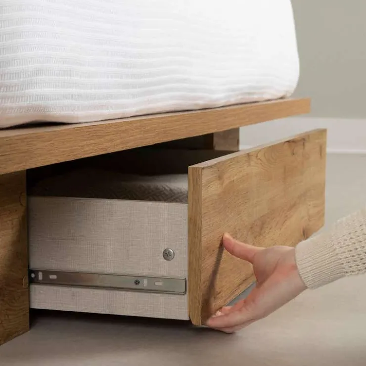 Meubles South Shore Full/Queen Platform Bed with 1-Drawer Storage (54"/60") - South Shore Nordik Oak Hot