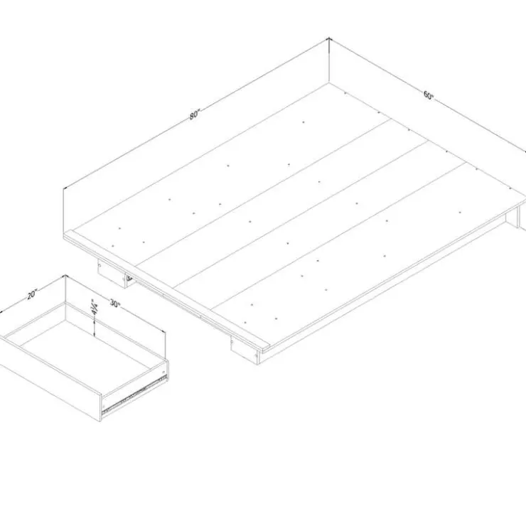 Meubles South Shore Full/Queen Platform Bed with 1-Drawer Storage (54"/60") - South Shore Nordik Oak Online
