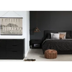 Meubles South Shore Full/Queen Platform Bed with 1-Drawer Storage (54"/60") - South Shore Black Oak Best