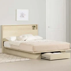 Meubles South Shore Full/Queen Platform Bed with 1-Drawer Storage and Headboard (54