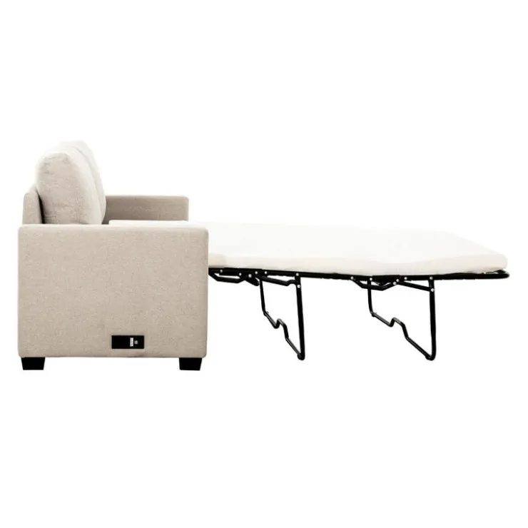 Full-Size Sleeper Sofa with USB Ports Beige Hot