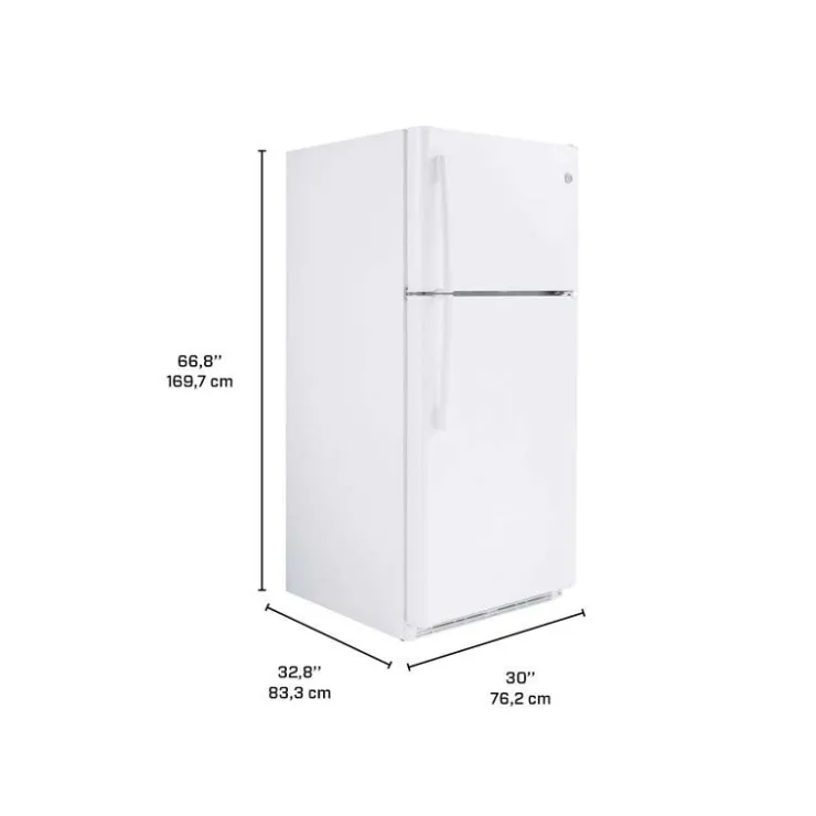 GE Appliances GE 18 Cu Ft 30 In Refrigerator Top Freezer - GTE18FTLKWW White New
