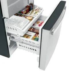 GE Appliances GE 21,9 Cu Ft 36 In Refrigerator Bottom Freezer, French door - GWE22JYMFS Stainless Steel Hot